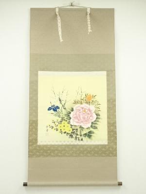 JAPANESE HANGING SCROLL / HAND PAINTED / FLOWER 